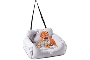 PETCUTE Fotelik samochodowy dla małych psów, miękkie fotele dla psów z kieszeniami do przechowywania i smyczą na klipsy, przenośne legowisko dla psa, fotelik samochodowy z antypoślizgowym dnem