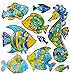 Produktbild 9 tlg. Set 3-D Wandtattoo / Fensterbild / Sticker - Fische Seepferdchen Mosaik - wasserfest - Fisch Unterwasser Fische Bad Fliesen - Wandsticker Aufkleber Badezimmer Bad - Pop-UP