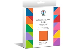 URSUS 22875599F-Carta per origami Duo Intensive, 100 fogli 80 g/m², formato 15 x 15 cm, carta da piegare bifacciale colorata in vari colori, istruzioni per la piegatura incluse, Paper, Normal