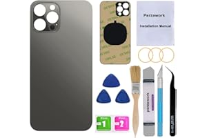 Perzework OEM Ersatz-Rückglas für iPhone 12 Pro, 15,5 cm (6,1 Zoll), mit Reparatur-Toolkit (Graphit)