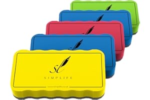 SIMPLIFE 5 Pack - Magnetic Whiteboard Erasers - Small Size White Board Wipers Dry Erase - Whiteboard Rubber for Office Home Classroom - Board Eraser in Vibrant Colours
