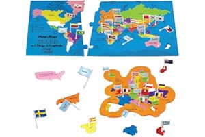 Imagimake Mapology World Map Puzzle Jigsaw with Flags and Capitals | 78 Pieces Geography Puzzles for Kids, Educational Stem Toys & Games | 5 Year Old Boy Gifts | Christmas Gifts for Boys & Girls