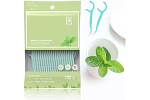 Aiweijia Floss Picks, 100 Pcs Dental Flossers with Mint Flavor, Ergonomic Handle & Ultra Thin String Wrapped, Oral Care Essential for Travel, Office Blue