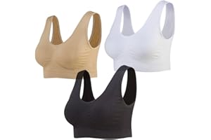 Sports Bra Frostluinai Women's Ribbed Seamless - Full Coverage Wireless Comfort Sports Bras For Women Full Support