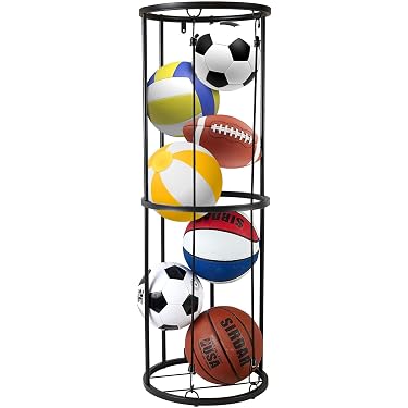 Support Ballon Sport 5 Niveaux - Porte-ballons Foot, Basket, Volley En Fonte Noire