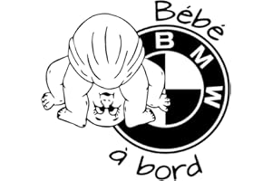 STICK CRÉA Sticker autocollant Bébé à bord compatible pour BMW (Blanc)
