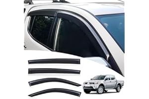 JHCHAN Déflecteurs d'air pour Mitsubishi L200 Triton 2006-2014 MK6 MK7 Double Cabines Externe Type Autocollant Déflecteurs de fenêtre 4pcs