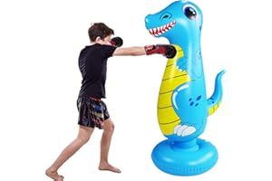 SUNSHINEMALL Sac de Frappe Lourd pour Les Enfants Boxe Dummy Gonflable Dinosaure Cool Fun Jouets pour Les garçons Cadeaux de Sport activités de Plein air Yard Games