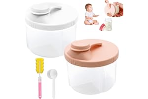 BRYNDO 2 Pcs Baby Formula Powder Pots, Milk Powder Dispenser with Snap-On Lid 4 Compartment Rotatable Baby Formula Powder Dispenser Protable Formula Container Non-Spill Storage Container for Outdoor Travel