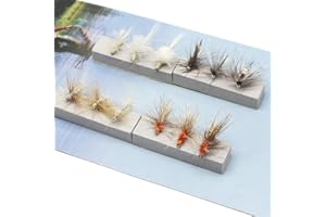 YZD Pêche à la mouche Kit mouches grosse truite Top 10 Mouches Équipement de pêche à la mouche Prime Mouches sèches humides Leurres truite Banderole Nymphe Émergent Pêche Assorti Mouches à truite Saumon Basse