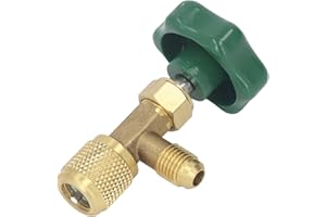 TOPINCN Vanne de Réfrigérant de Climatisation SAE 1/4in, Vanne de Réservoir de Réfrigérant Anti-Fuite en Cuivre ABS pour Remplacement, Pièce de Climatisation