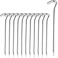 ChenMay Tent Pegs - 12Pcs Aluminium Tent Stakes Pegs with Hook - 7’’ Hexagon Rod Stakes Nail Spike Garden Stakes Camping Pegs for Pitching Camping Tent, Canopies