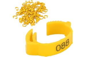 01 02 015 Anillos para Patas de Pollo Y Pájaros, 100 Piezas Retráctiles, Anillo Ajustable para Patas de Pollo para Patos, Pollitos, Pollo para Palomas de Guinea, Gallinas de Caza(Amarillo (un paquete de 100))
