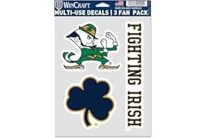 WINCRAFT NCAA Notre Dame Fighting Irish Decal Multi Use Fan 3 Pack, Team Colors, One Size