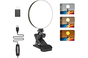 Mojimdo 97LED Video Conferencia Luz, 3 Colores y 5 Brillo de Luz de Vídeo Clip en Monitor, Temporizador de Ajuste de Luz Webcam para Reuniones, Videollamadas, Live Streaming-USB Adaptador Incluido