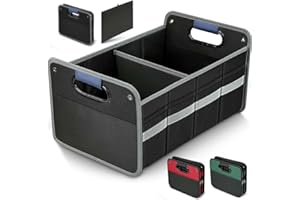 WINHUNT Boot Organiser, Storage Tidy With Non-Slip Bottom, Collapsible Multi-Compartment for Car, SUV, Truck, 50L (Black)