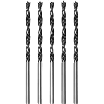 QUARKZMAN 5Pcs Mèches de Perçage Pointe Brad 14mm (35/64) Dia Tige Droite Ronde Mèche Métrique Pointe Brad 3,9 Profondeur de Perçage Mèches à Spirale pour Menuisier Bois