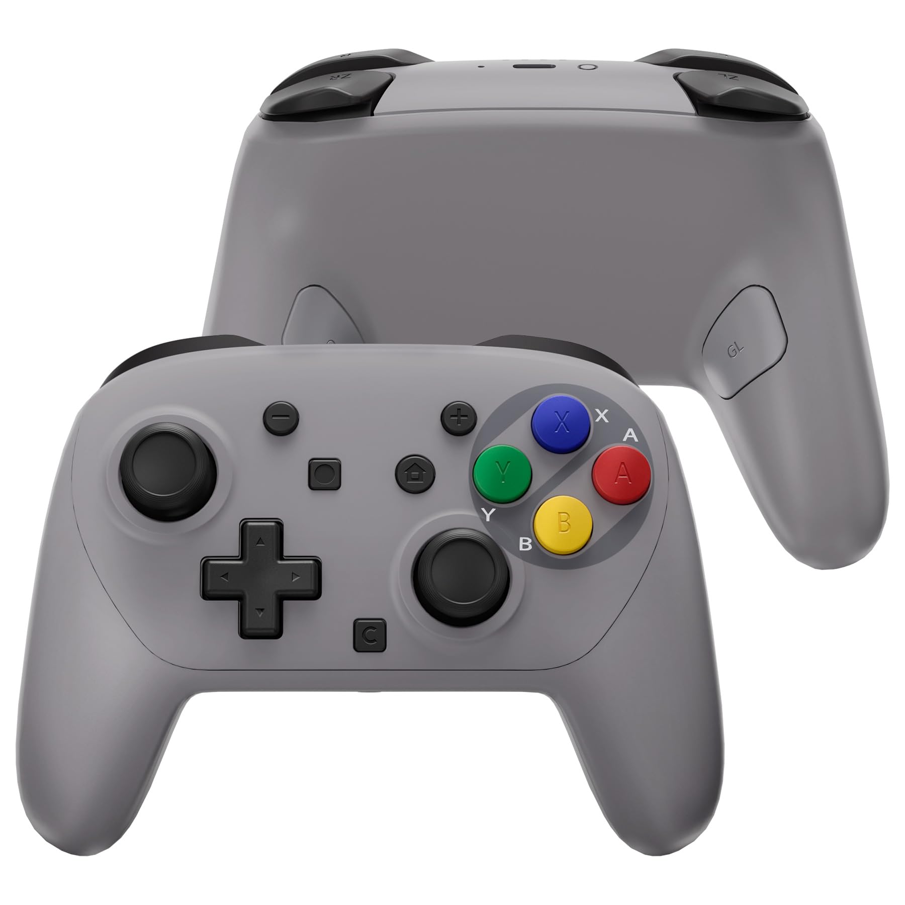 eXtremeRate DIY-Ersatz Full Gehäuse & Buttons Set für Switch 2 Pro Controller, Austauschbar Faceplate/Back Shell/Joysticks/Tasten Zubehör für Nintendo Switch 2 pro Controller-Classic SNES EU Stil - 1
