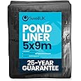 Swell UK 5m x 9m Pond Liner | 25 Year Guarantee | HDPE | UV Resistant | Garden Fish Ponds
