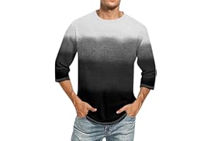 ROSENNIE Shirt 3/4 Arm Herren Rundhals 3D Druck Dreiviertelarm Shirt Sommer Henley Shirt Für Männer Casual Papa Tshirt Relaxed Fit Laufshirt Leichte Freizeitshirt Slim Fit Rugby Shirt