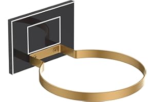 UOYEET Ball Holder Wall Mount for Basketball, Soccer, Football, Volleyball – Wall-Mounted Acrylic Base with Gold Metal Rack for Autograph Ball Display, Basketball Display Stand