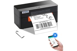 vretti Drukarka etykiet z WiFi, termiczna drukarka etykiet 4 x 6, bezprzewodowa drukarka termiczna do adresów wysyłkowych małych firm, kompatybilna z Etsy, Shopify, Ebay, Amazo