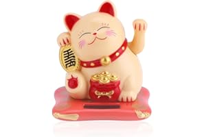Jadeshay Maneki Neko, Gatto Fortunato Solare Gatto Portafortuna Che Agita Arm Simboleggia la Ricchezza per la Decorazione di Accessori Gatto Cinese per la Casa Scrivania