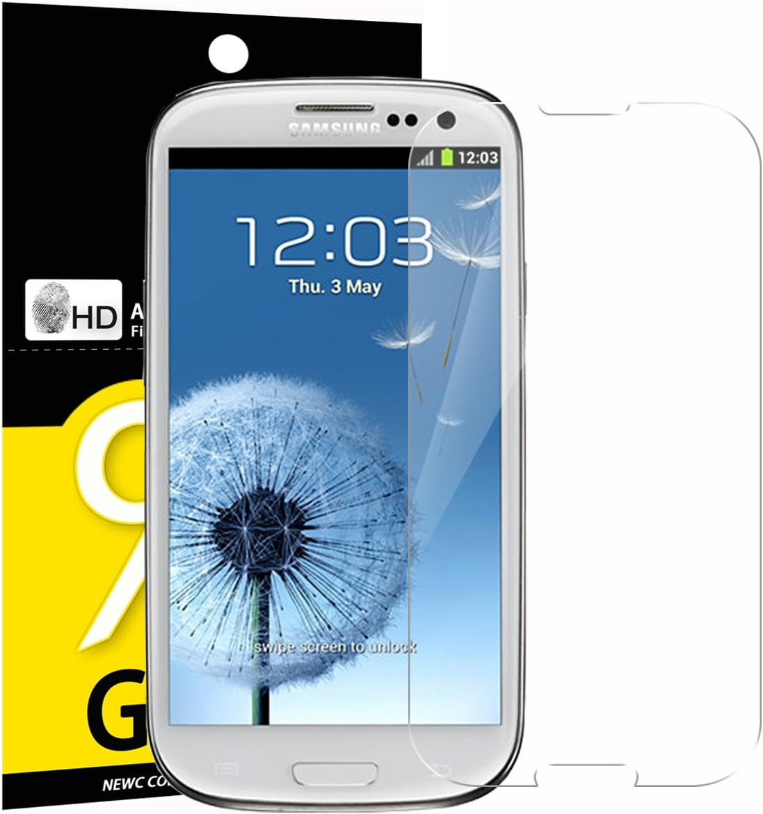 NEW'C3 Pack Designed for Samsung Galaxy S3 Screen Protector Tempered Glass,Case Friendly Scratch-proof, Bubble Free, Ultra Resistant