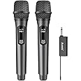 Aveek Microfono Wireless,Karaoke Microfono Senza fili Dinamico Portatile Ricevitore Ricaricabile (Lavoro 6hs), per Canto, Fes