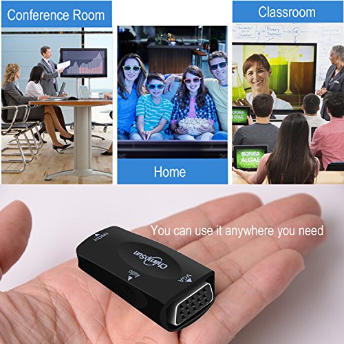 Full HD 1080P HDMI Buchse auf VGA Buchse Konverter, vergoldet DP zu HDMI Stecker Adapter mit 3,5 mm-Audio-unterstützt HDMI Streaming Media Player zu VGA Projektor - 7