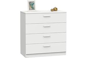 Miroytengo Comoda 4 Cajones Teb de Color Blanco y Estilo Moderno. Habitacion Juvenil Dormitorio Infantil Matrimonio 78x74x40 cm