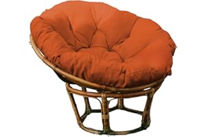 HAUS & GARTEN chilly pilley Papasan Papasan Sillón Ratán Cojín para Sillón Cojín para Sillón Cojín para Jardín Cojín para Asiento Acolchado con Lazos Redondos (120cm, Naranja)