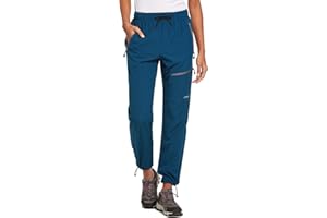 BALEAF Damen Outdoorhose Wanderhose Wasserdicht Schnelltrocknend Leicht Trekkinghose Capris UV Schutz UPF 50 Funktionshose mit Reißverschlusstasche
