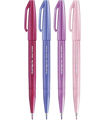 Pentel SES15C Brush Sign Pen Fasermaler Flexibele punt voor lettering, kalligrafie, illustratie, 4-delige set Winter Pentel SES15C Brush Sign Pen Fasermaler Flexibele punt voor lettering, kalligrafie, illustratie, 4-delige set Winter