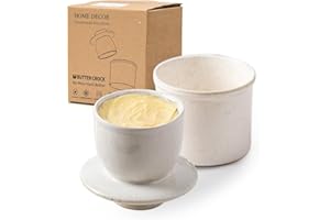 HOME DECOR Beurrier Ceramique - Conserve Le Beurre Frais et Tartinable Sans Réfrigération - Blanc Réactif