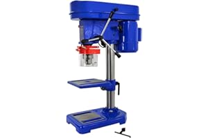 TOPOLENASHOP Trapano Elettrico a Colonna da Banco Potenza 350W Velocita 2650rpm Regolabile con Mandrino 13mm 580-2650RPM Arresto di profondità e Piano a Forare Regolabili Ampia Base