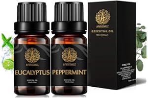 APHROSMILE Aromaterapia Eukaliptusowe olejki eteryczne zestaw mięty pieprzowej, 100% czyste olejki zapachowe eukaliptusowe zestaw mięty pieprzowej, 2 x 10 ml, terapeutyczne olejki eteryczne z mięty pieprzowej, zestaw zapachowy eukaliptusowy do dyfuzora, do domu