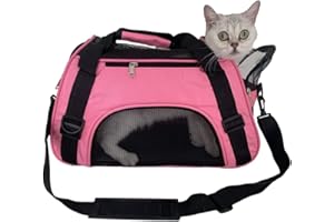 WENNEWU Transportbox FüR Katzen Und Hunde, Von Fluggesellschaften Zugelassene Transportboxen FüR Katzen, Geeignet FüR Reisen, Wandern Und Outdoor-Einsatz,Rosa,Medium