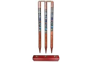Kalindri Sports Lot de 3 souches de cricket en bois avec bélières et support