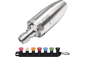 YATOSEEN 3600 PSI Boquilla turbo de Acero Inoxidable para Lavadora a Presión, Boquilla Giratoria de 360° con Conector Rápido de 1/4", 7 Puntas de Boquilla con Soporte para Boquilla (orificio 3.0)