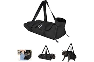 Fililogor Sac de toilettage pour chat - Noir - Anti-rayures - Avec trous pour les pieds - Pour couper les griffes, nettoyer les oreilles et couper les ongles - Noir - Taille S
