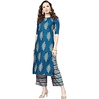 Star Fashions Women's Rayon A-Line Kurta & Palazzo/Ladies Kurta & Palazzo/Kurta & Palazzo Set/Kurti & Palazzo/Block…