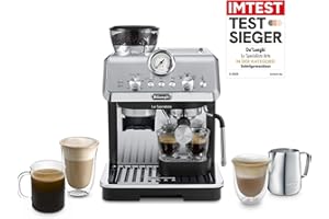 ‎DE'LONGHI De'Longhi Siebträgermaschine La Specialista Arte EC9155.MB, Espressomaschine mit Mahlwerk, 8 Mahlgrade, 15 Bar, 3 Temperaturen, Milchschaumdüse, 1550W, 1,7L Tank, Edelstahl/Schwarz inkl. Barista-Kit