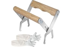 MIGUBIGU Pinza per Telaio per Apicoltura con Guanti da Apicoltura in Pelle di Capra, Kit Attrezzatura per Apicoltura per la Rimozione dei Telaini e la Prevenzione Delle Punture d'Ape