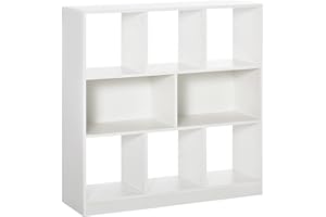 HOMCOM Estantería Librería con 8 Compartimentos Estantería de Exposición Librería Moderno para Sala de Estar Dormitorio Oficina 97,5x30x100 cm Blanco