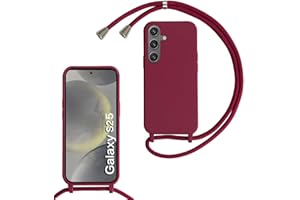 Beajew Silikon Handyhülle für Samsung Galaxy S25 Hülle mit Band, Silikon Necklace Handyhülle mit Abnehmbar Kordel zum Umhängen Stossfest Bumper Handy Schutzhülle, Rot