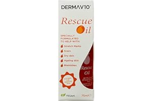 Healthpoint Derma V10 Rescue Oil, Reduce Appearance Of Stretch Marks Scar Tissue, Dry, Dehydrated Skin, After Sun, Ageing, Blemishes, Clinically Tested, Paraben Free, Vegan Friendly, Made In The UK