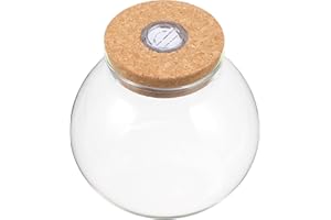jojofuny Vase en verre Terrarium en verre bouteille écologique avec couvercle en liège et plante légère LED Terrarium pour plantes succulentes