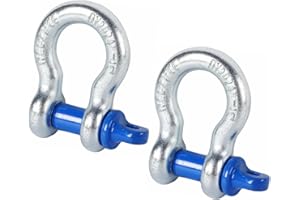 Jortmrd 2 Piezas Grilletes 1/2, 2,0t Acero Cargas Pesadas Grillete Curvo en U con Pernos de Ojo - | Acero Galvanizado en Caliente | - para Remolcar, Arrastrar y Recuperar Vehículo (16mm, WLL: 2,0 t)