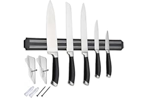 TYSONIR 15 Inch Magnetic Knife Holder for Wall - Eco-Friendly Plastic with Double Row of Magnetic Strip - No-Drill Installation - Tool Holder, Multipurpose Magnetic Knife Rack